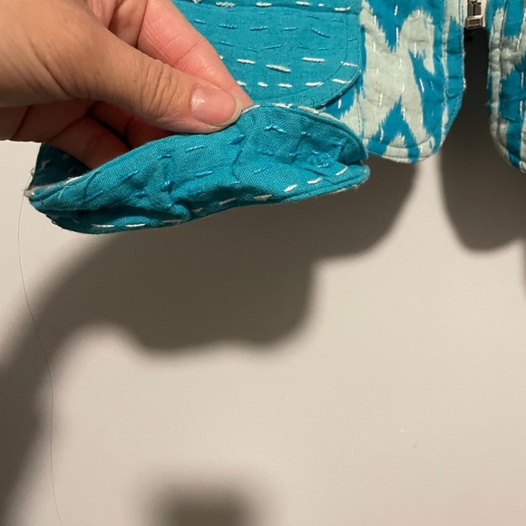Turquoise and White Patterned Ikat Vest - NWT - Picture 8 of 10